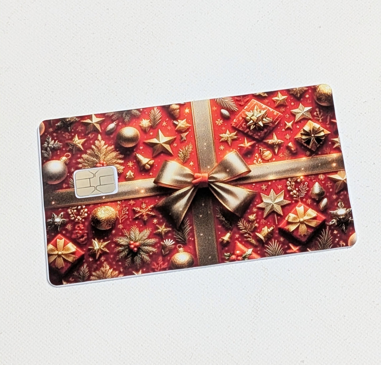 Red & Gold Present Credit/Debit Card Sticker, Skin, Cover