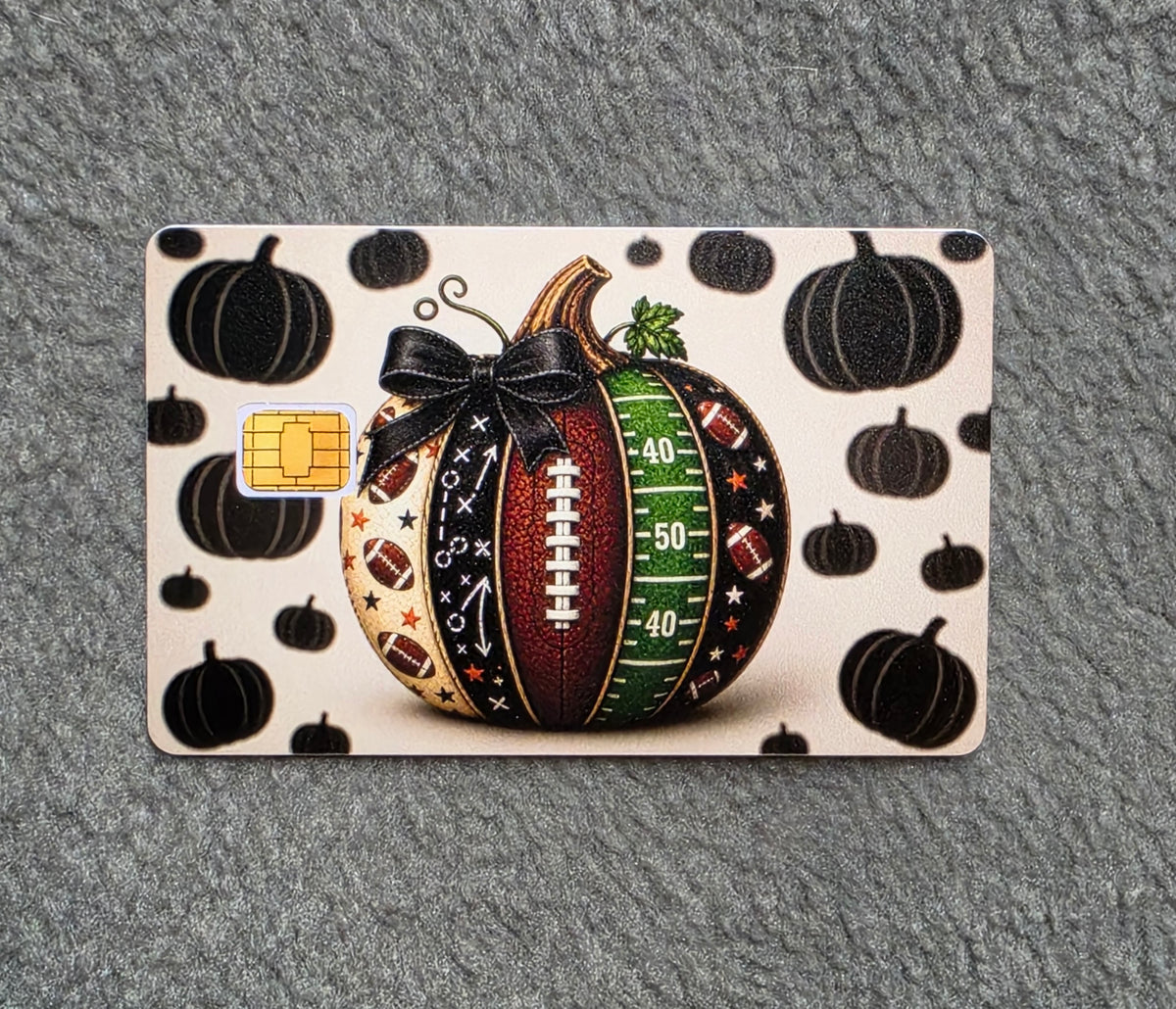 Fall, Football Pumpkin #13 Card Protector Sticker, Overlay, Decorative Only