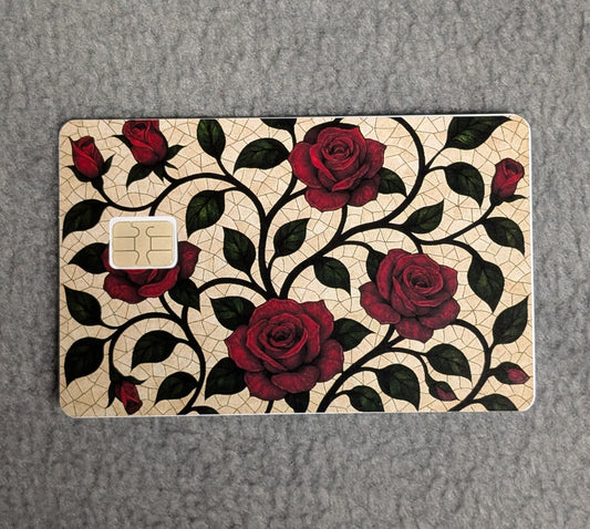 Stain glass Roses #173 Card Protector Sticker, Overlay, Decorative Only