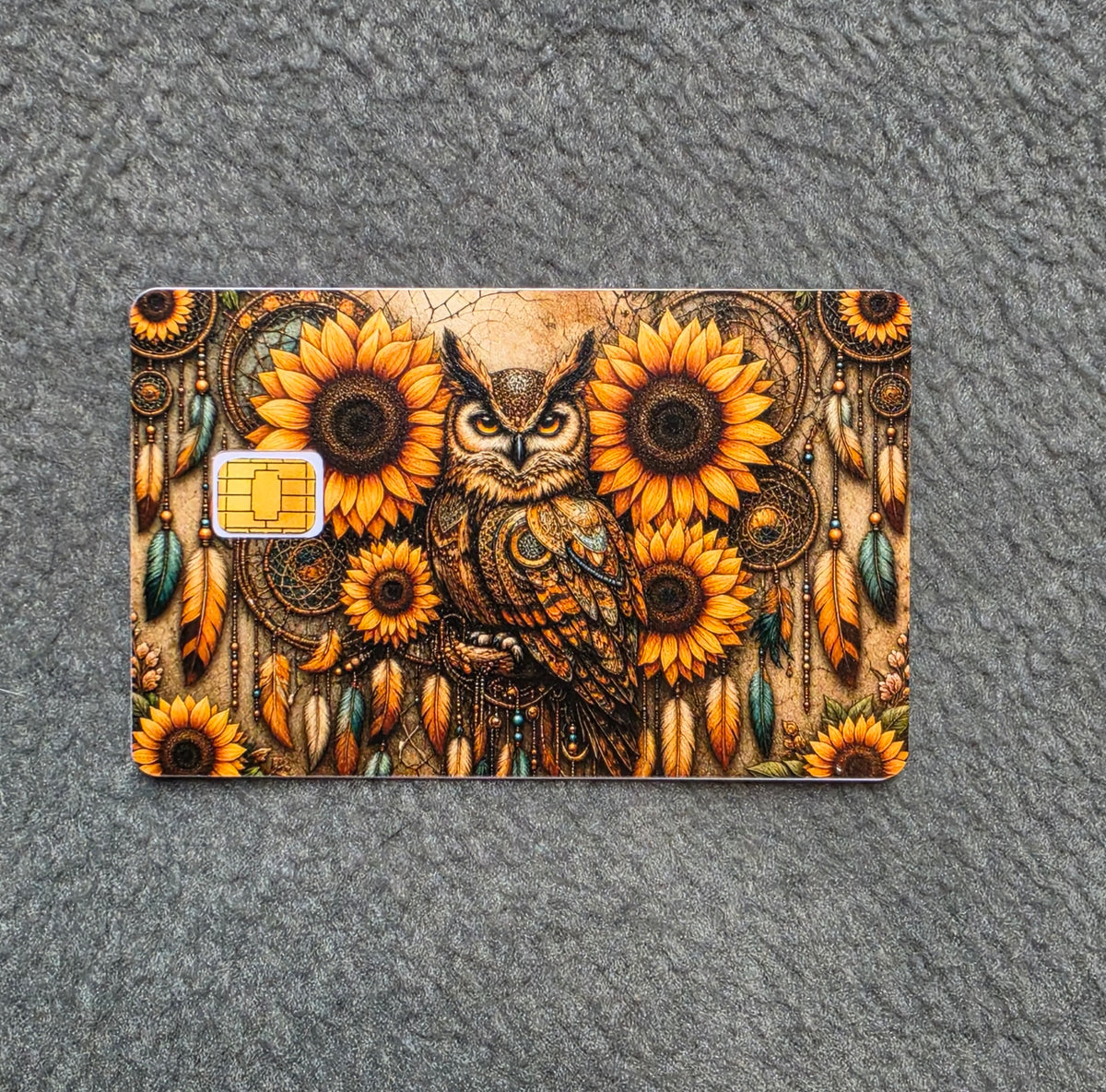 Sunflower Owl #186 Card Protector Sticker, Overlay, Decorative Only