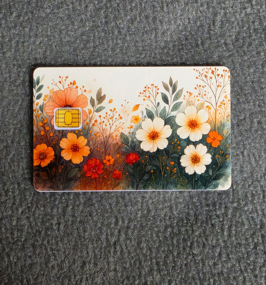 Vintage FlowersCard Protector Sticker, Overlay, Decorative Only