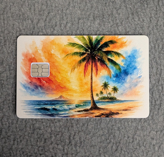 Watercolor Beach #342 Card Protector Sticker, Overlay, Decorative Only