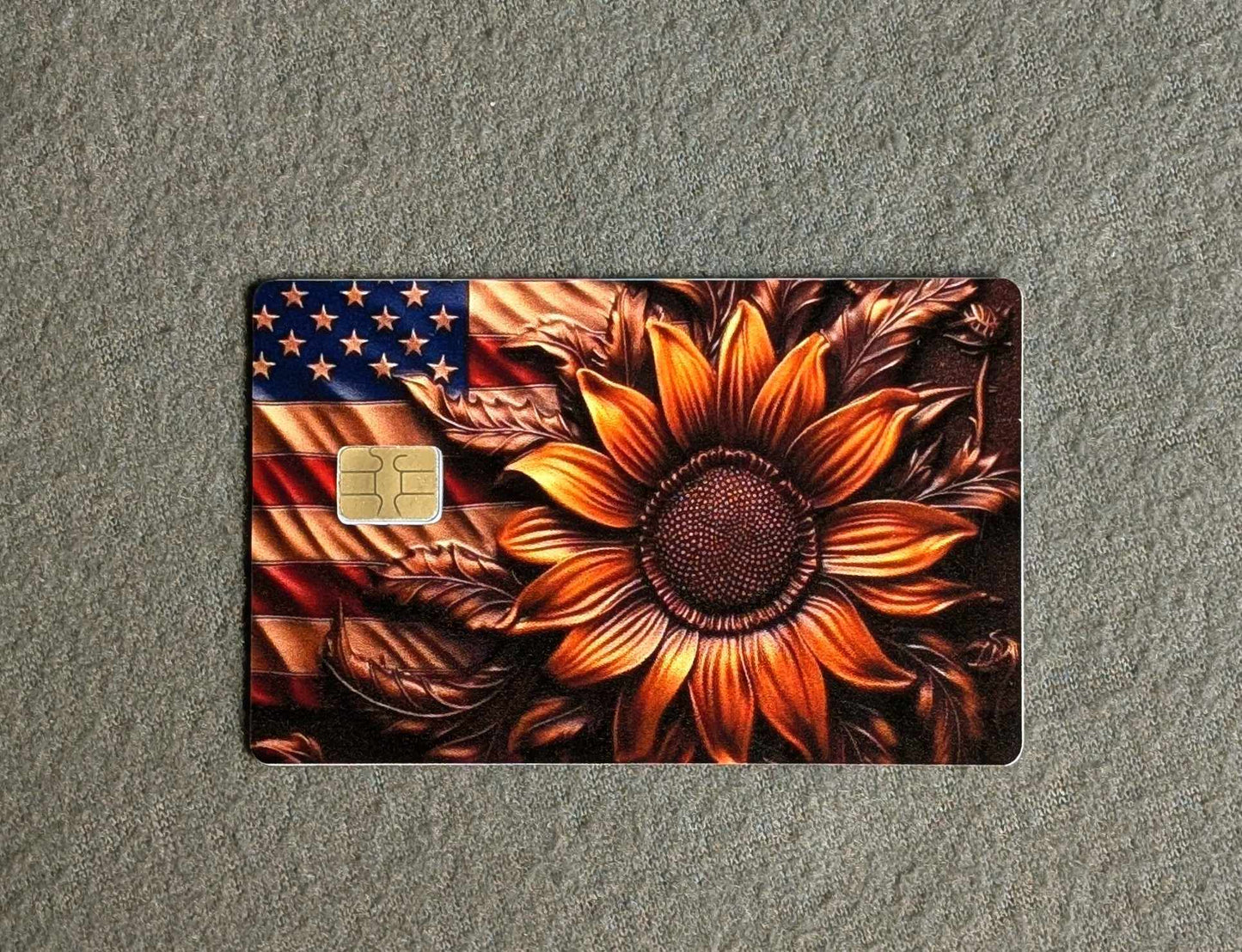 Rustic American Sunflower Credit/Debit Card Sticker, Skin, Cover