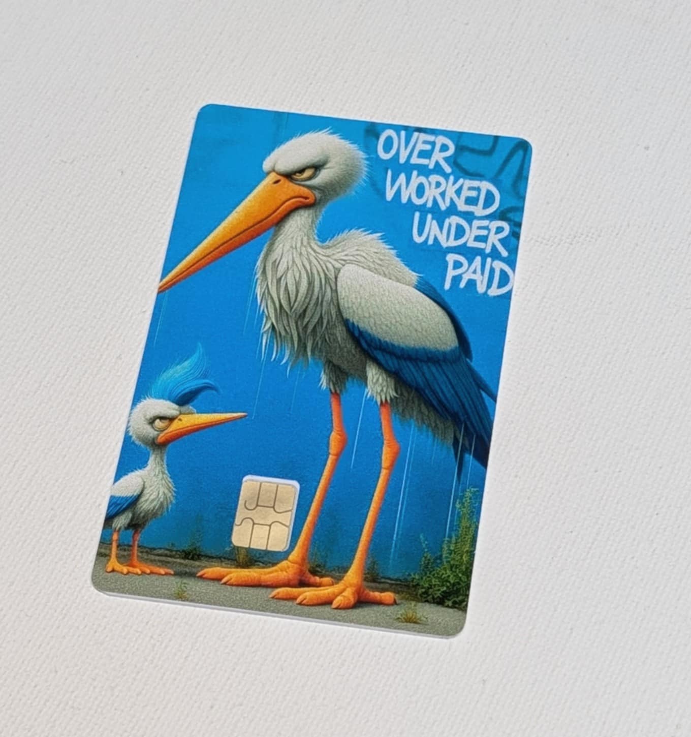 Big Bird Over Worked Under Paid Credit/Debit Card Sticker, Skin, Cover