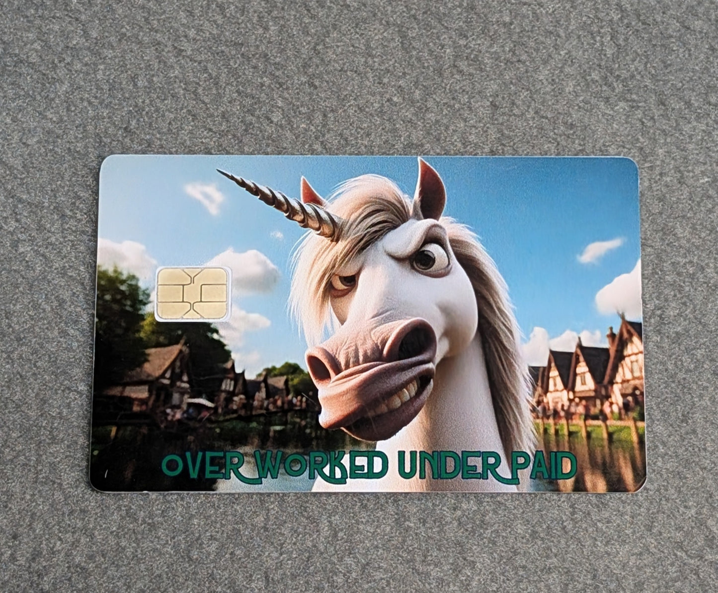 Unicorn Over Worked Under Paid Credit/Debit Card Sticker, Skin, Cover