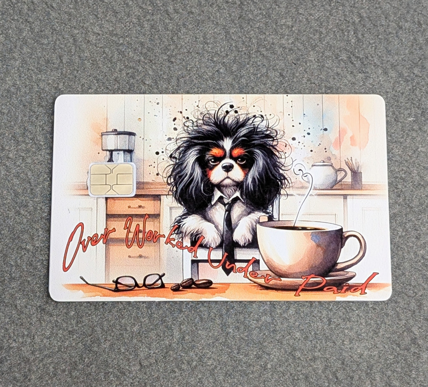 Cocker Spaniel Puppy Over Worked Under Paid Credit/Debit Card Sticker, Skin, Cover