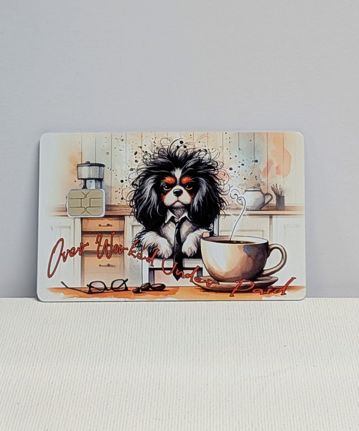 Cocker Spaniel Puppy Over Worked Under Paid Credit/Debit Card Sticker, Skin, Cover