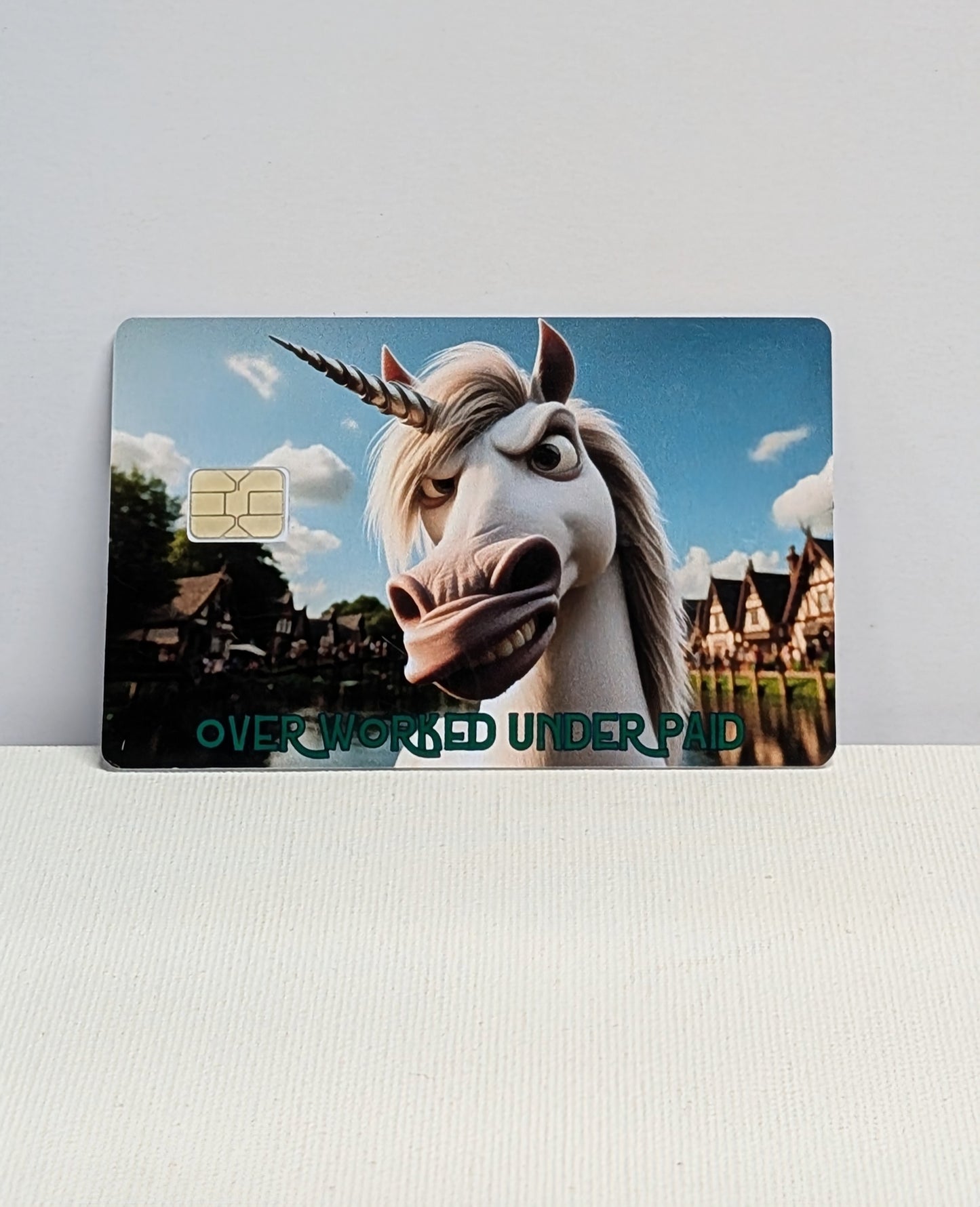 Unicorn Over Worked Under Paid Credit/Debit Card Sticker, Skin, Cover