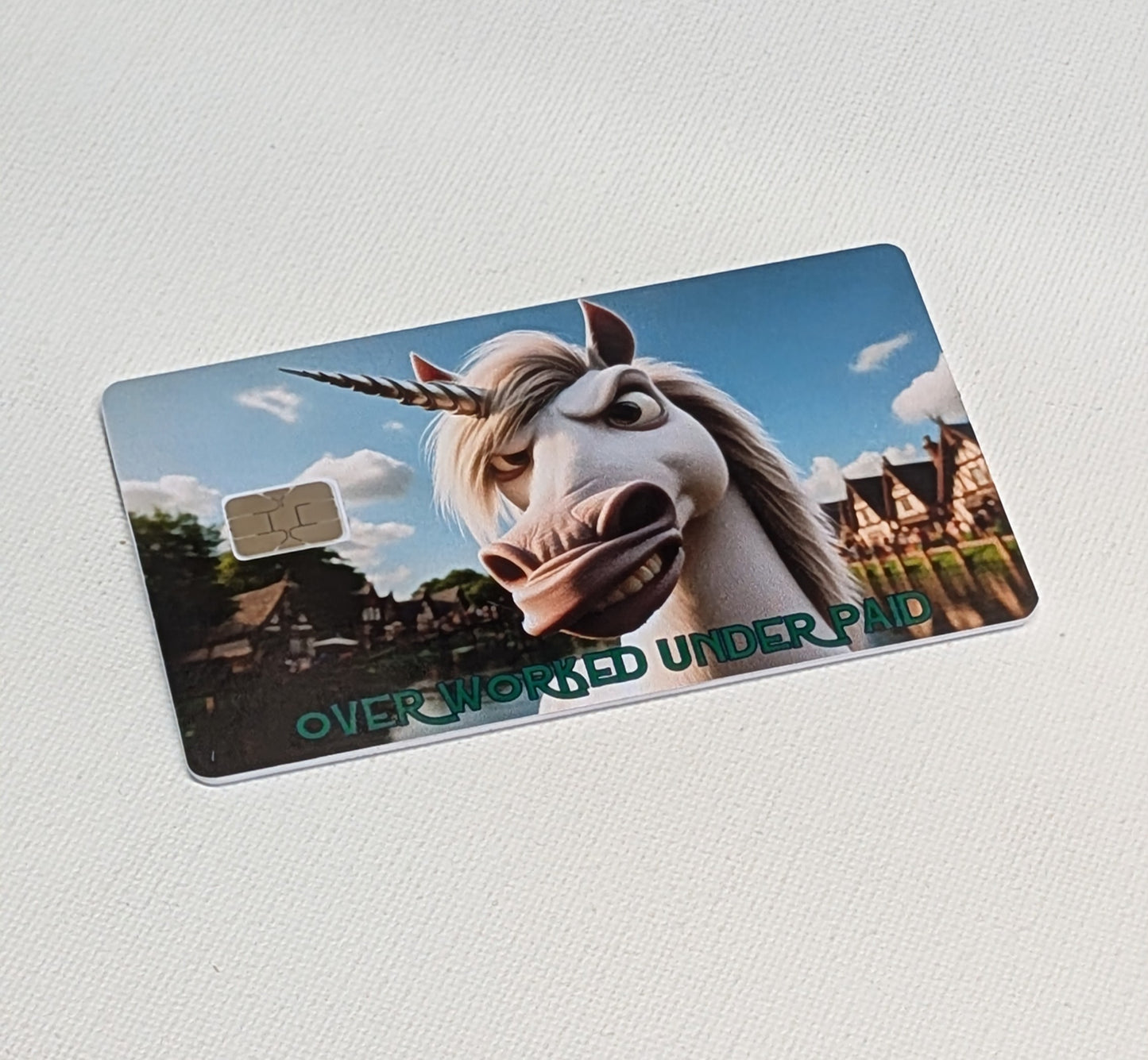 Unicorn Over Worked Under Paid Credit/Debit Card Sticker, Skin, Cover