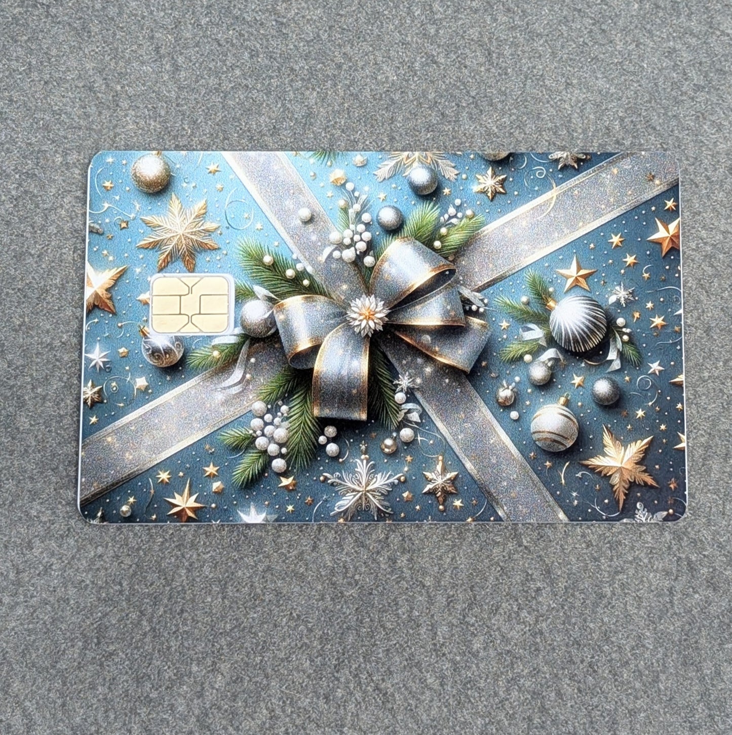 Blue Present Credit/Debit Card Sticker, Skin, Cover