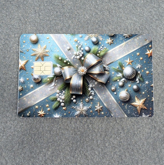 Blue Present Credit/Debit Card Sticker, Skin, Cover