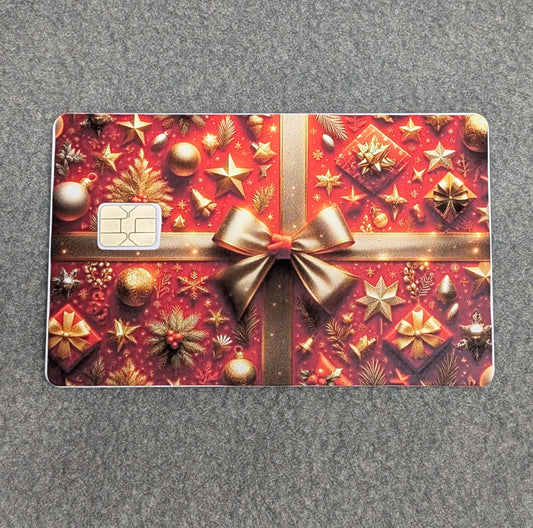 Red & Gold Present Credit/Debit Card Sticker, Skin, Cover