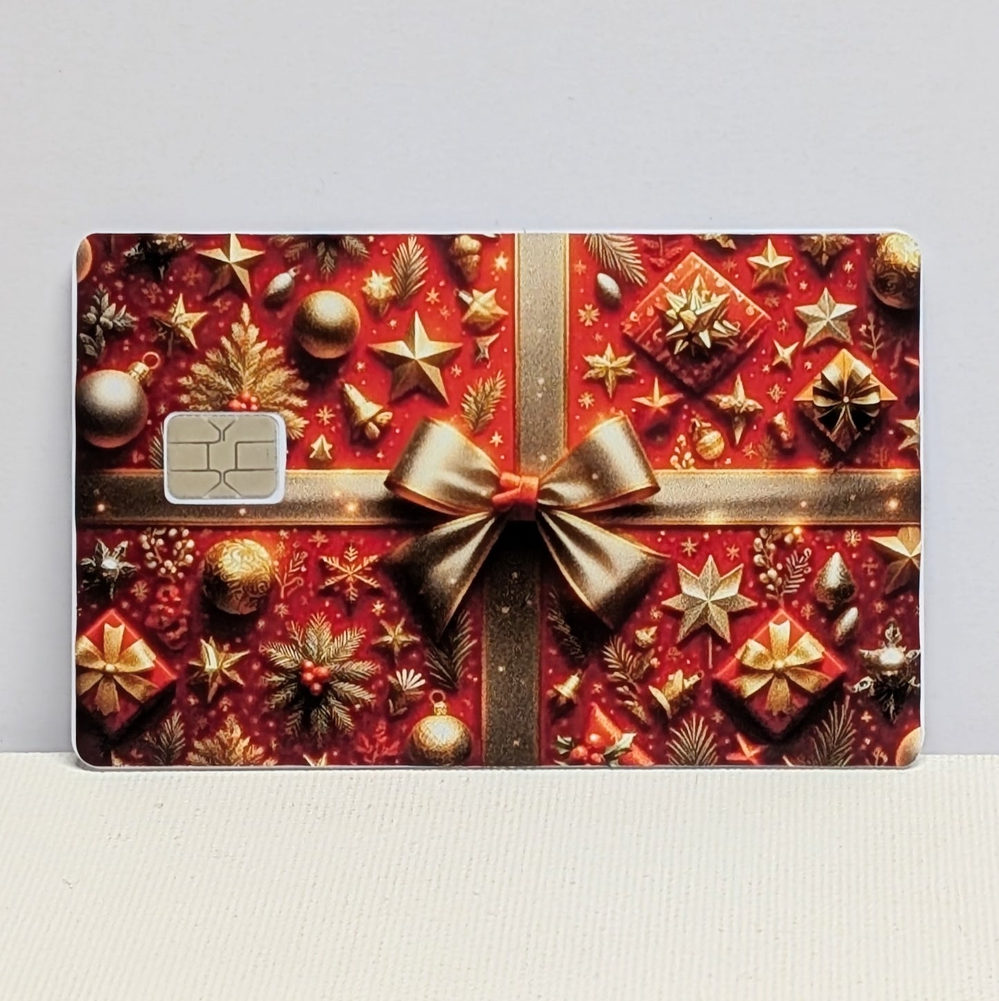 Red & Gold Present Credit/Debit Card Sticker, Skin, Cover