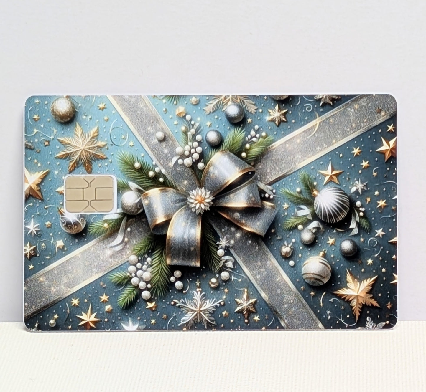 Blue Present Credit/Debit Card Sticker, Skin, Cover