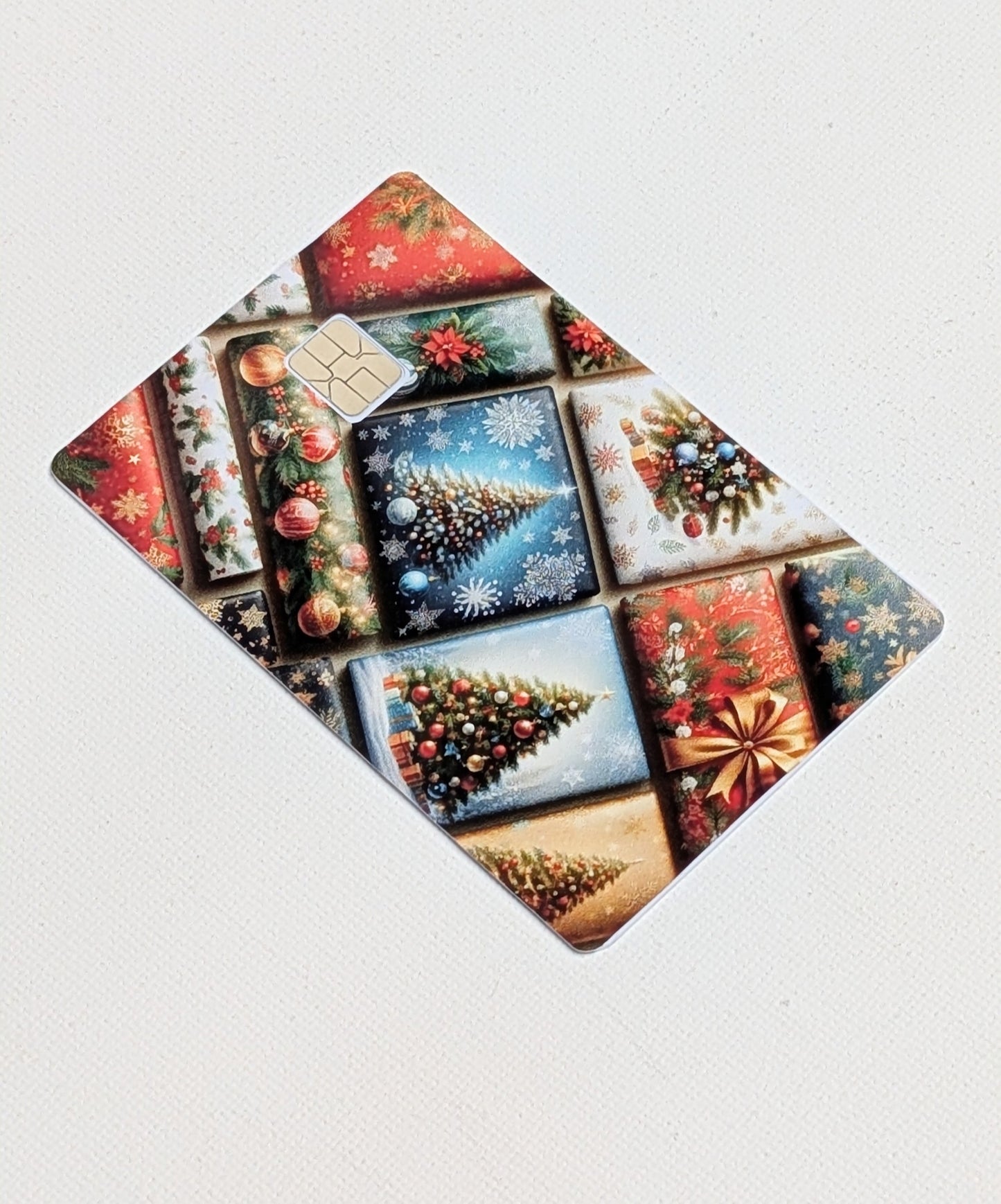 Christmas Wrapping Paper Credit/Debit Card Sticker, Skin, Cover