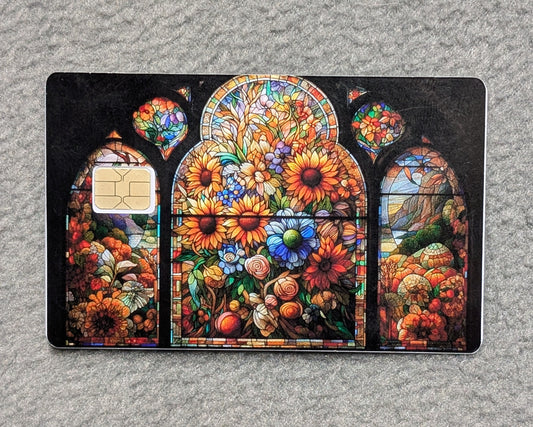 Flower Stain Glass #231 Card Protector Sticker, Overlay, Decorative Only