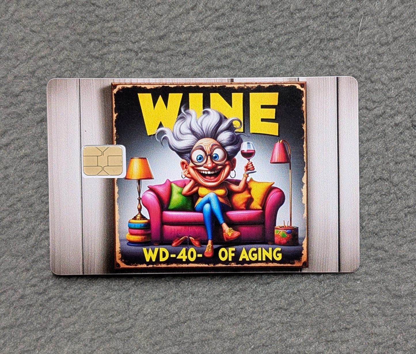 Grandma and her Wine #245 Card Protector Sticker, Overlay, Decorative Only
