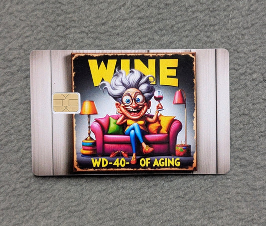 Grandma and her Wine #245 Card Protector Sticker, Overlay, Decorative Only