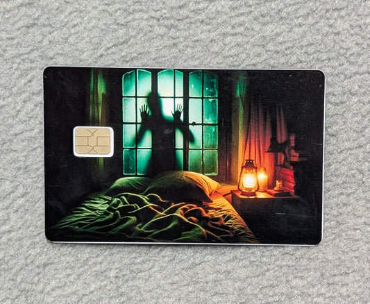 Ghost in Window scary #255 Card Protector Sticker, Overlay, Decorative Only